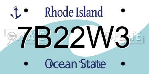 7B22W3 Rhode Island License Plate