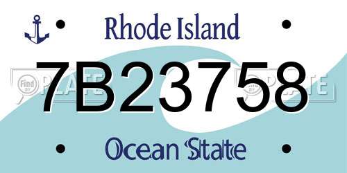 7B23758 Rhode Island License Plate