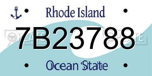 7B23788 Rhode Island License Plate