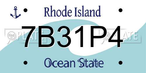 7B31P4 Rhode Island License Plate