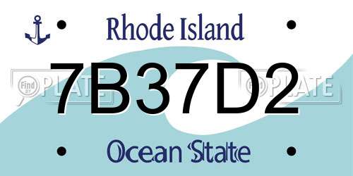 7B37D2 Rhode Island License Plate