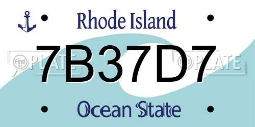 7B37D7 Rhode Island License Plate