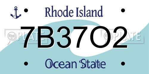 7B37O2 Rhode Island License Plate