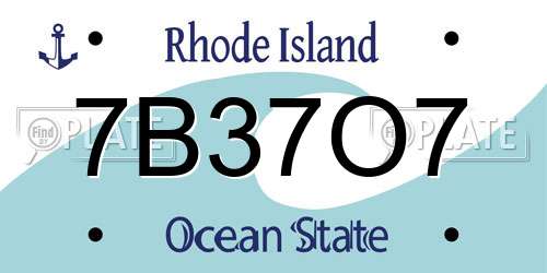 7B37O7 Rhode Island License Plate