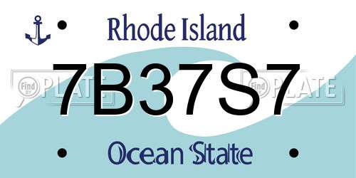 7B37S7 Rhode Island License Plate