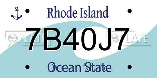 7B40J7 Rhode Island License Plate