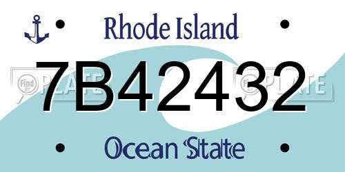 7B42432 Rhode Island License Plate