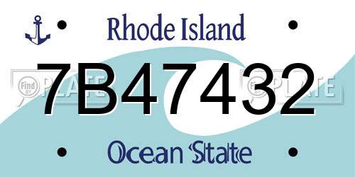 7B47432 Rhode Island License Plate