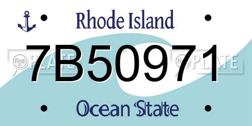 7B50971 Rhode Island License Plate
