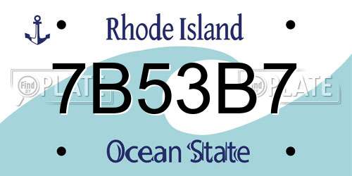 7B53B7 Rhode Island License Plate