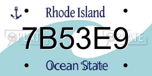 7B53E9 Rhode Island License Plate