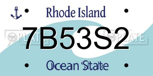 7B53S2 Rhode Island License Plate