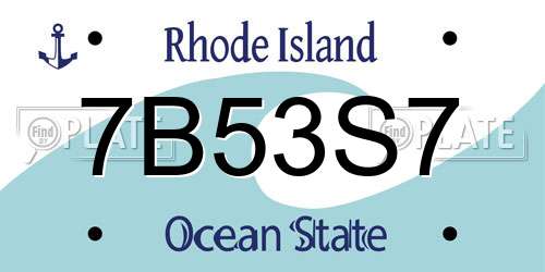 7B53S7 Rhode Island License Plate