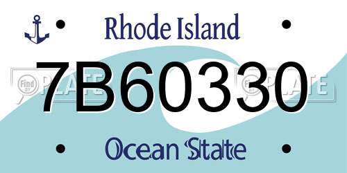7B60330 Rhode Island License Plate