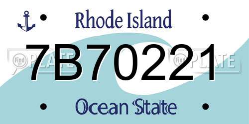 7B70221 Rhode Island License Plate