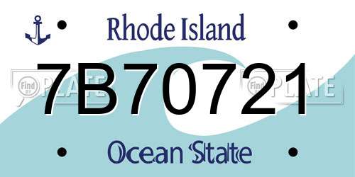 7B70721 Rhode Island License Plate