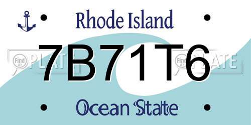 7B71T6 Rhode Island License Plate