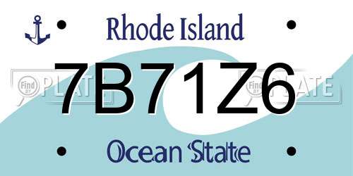 7B71Z6 Rhode Island License Plate