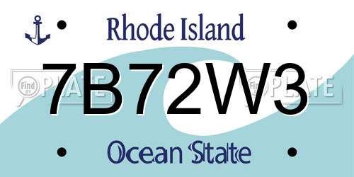 7B72W3 Rhode Island License Plate