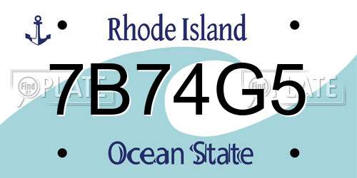 7B74G5 Rhode Island License Plate
