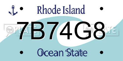 7B74G8 Rhode Island License Plate