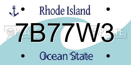 7B77W3 Rhode Island License Plate