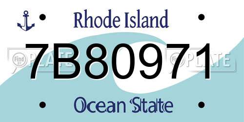 7B80971 Rhode Island License Plate