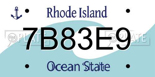 7B83E9 Rhode Island License Plate