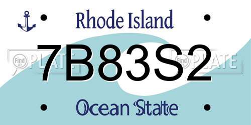 7B83S2 Rhode Island License Plate