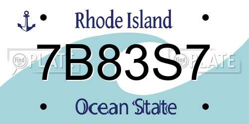 7B83S7 Rhode Island License Plate