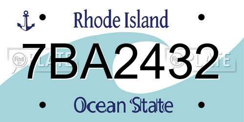 7BA2432 Rhode Island License Plate