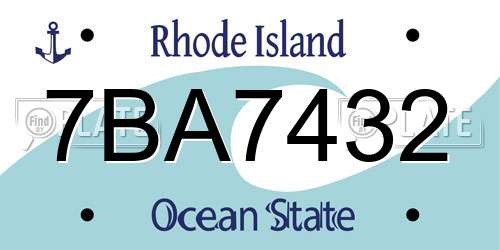 7BA7432 Rhode Island License Plate