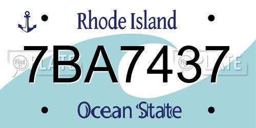 7BA7437 Rhode Island License Plate