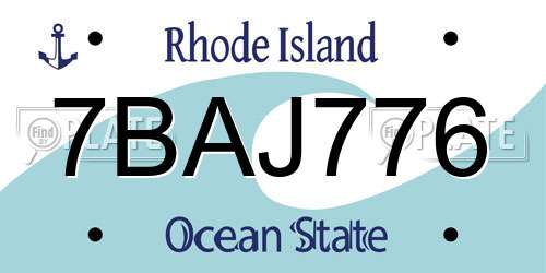 7BAJ776 Rhode Island License Plate
