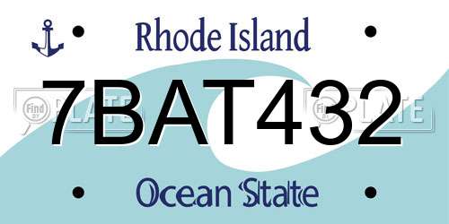 7BAT432 Rhode Island License Plate