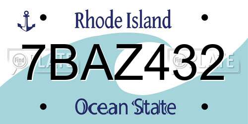 7BAZ432 Rhode Island License Plate