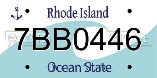 7BB0446 Rhode Island License Plate