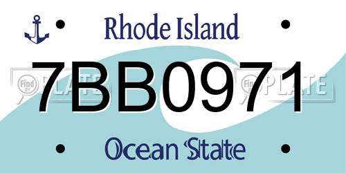 7BB0971 Rhode Island License Plate