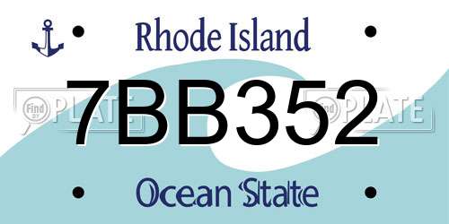 7BB352 Rhode Island License Plate