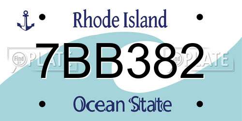 7BB382 Rhode Island License Plate