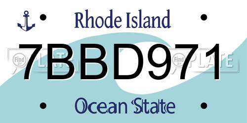 7BBD971 Rhode Island License Plate
