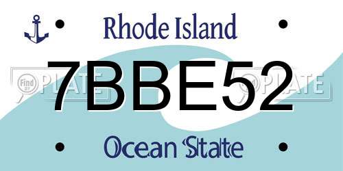 7BBE52 Rhode Island License Plate
