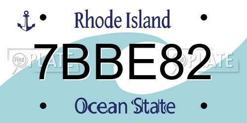 7BBE82 Rhode Island License Plate