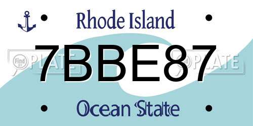 7BBE87 Rhode Island License Plate