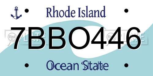 7BBO446 Rhode Island License Plate