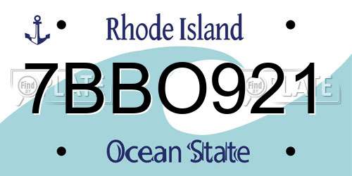 7BBO921 Rhode Island License Plate