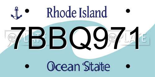 7BBQ971 Rhode Island License Plate