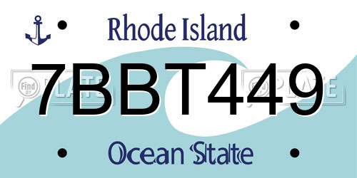 7BBT449 Rhode Island License Plate
