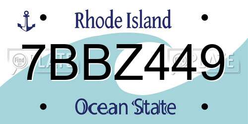 7BBZ449 Rhode Island License Plate