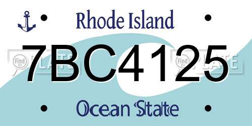 7BC4125 Rhode Island License Plate